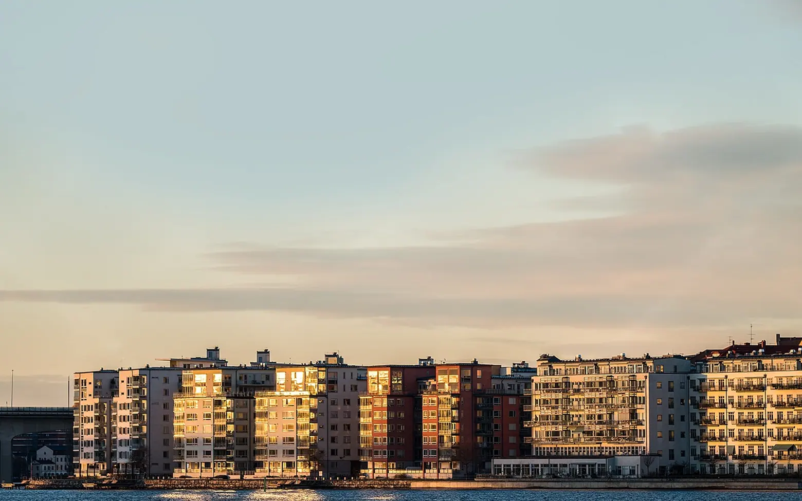 Buildings, sunset and city