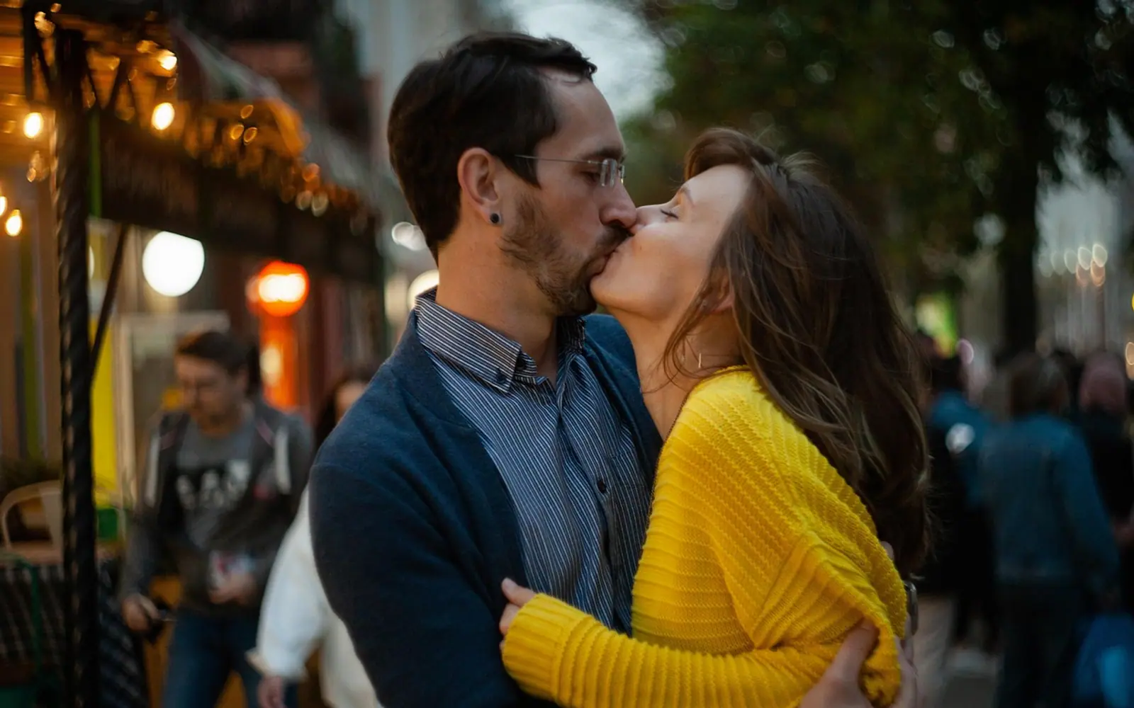 Couple, kiss and romantic