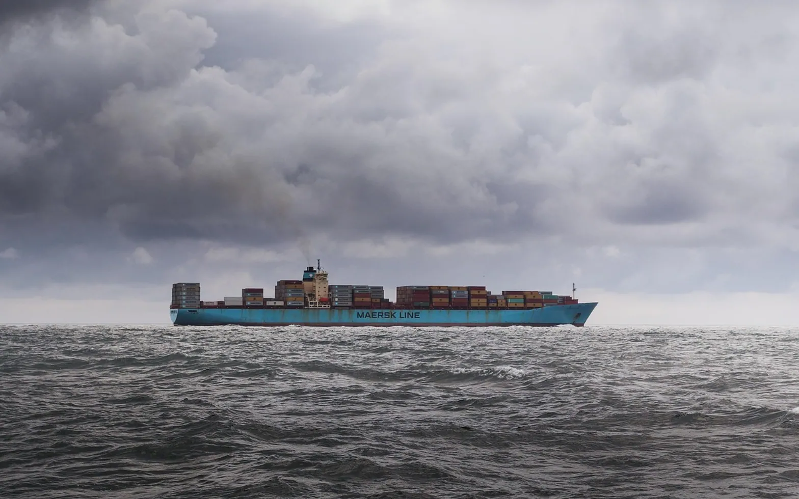 Container, ship and sky